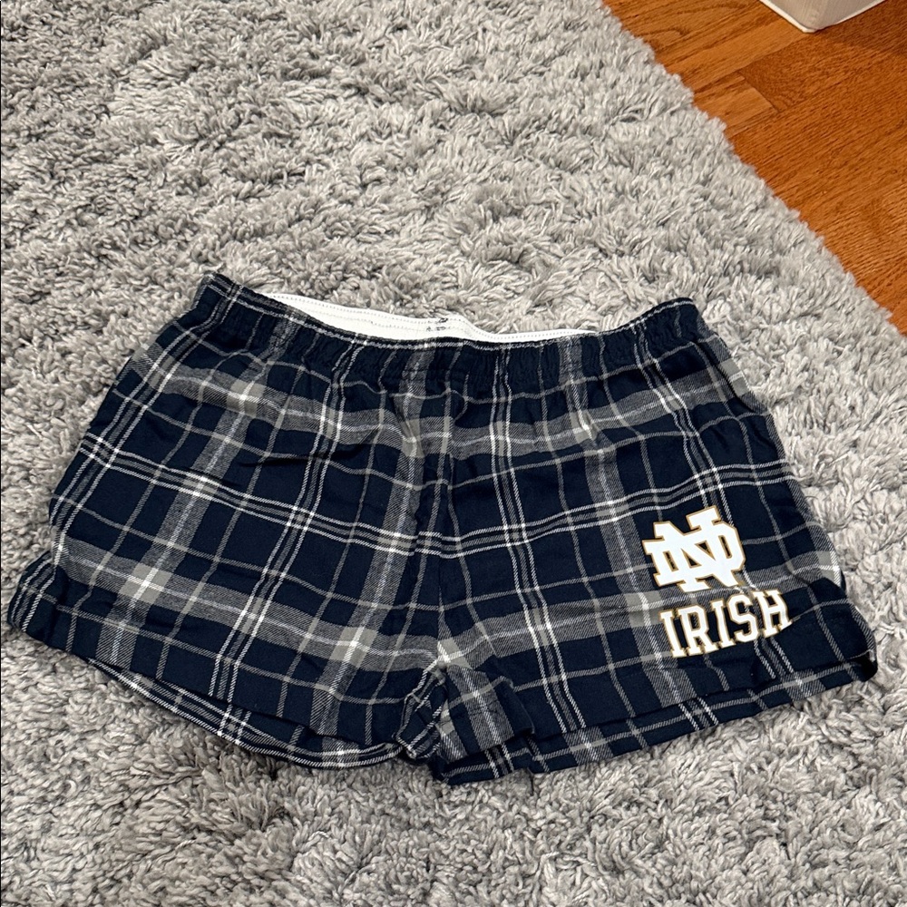 Plaid Women's Athletic Shorts - Navy and White